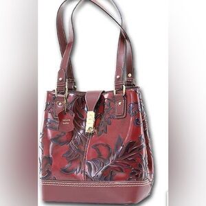 NWT! Embossed Leather Handbag, ODESSA